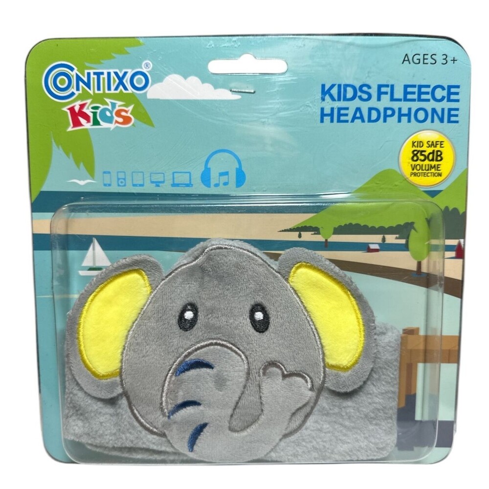 Contixo H1 Kids Soft Fleece On-Ear Headphones‎ 85dB Vol Protection Elephant NEW
